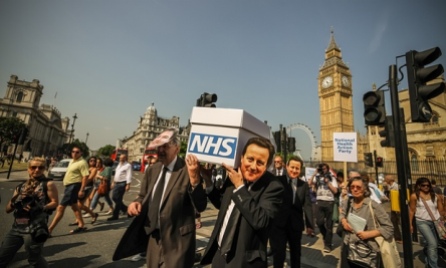  Members of the National Health Action party protest against the gradual privatisation of the NHS, in 2013. Photograph: Guy CorbishleyFlickr Vision